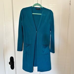 Nina Leonard Teal Knit Cardigan